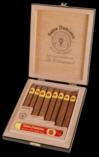 Набор Santa Damiana Seleccion Especial La Coleccion 8. Открытая коробка на8nbsp;8 сигар